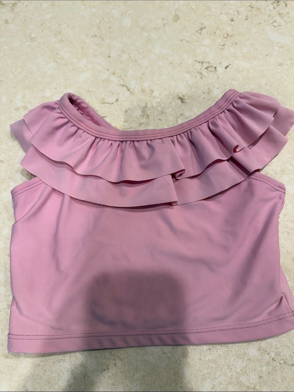 Ruffle Butts Pink Ruffle Swim Crop Top - Top Only